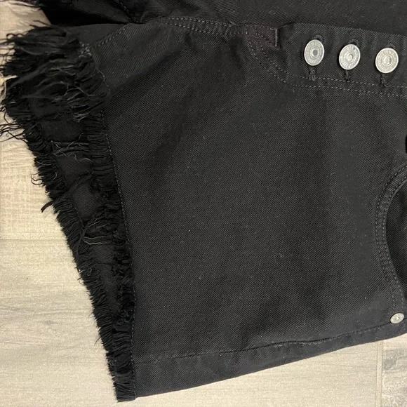 7 For All Mankind High Waisted Button Up Black Jean Shorts size 27 - Picture 8 of 8
